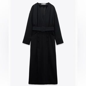 Zara black belt dress S